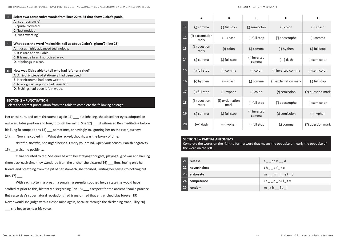 look inside 11+ Vocabulary, Comprehension, SPaG and Verbal Skills Standalone Workbook 2
