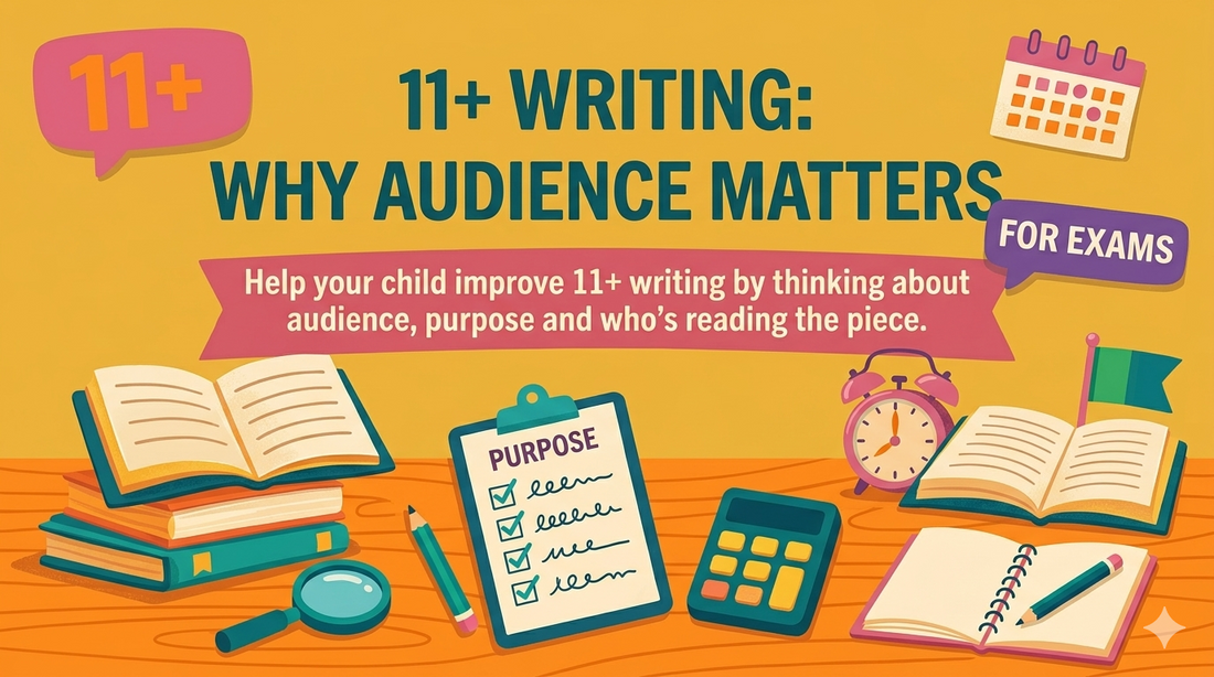 11 Plus writing blog graphic with the title Why Audience Matters and a short tagline about audience, purpose and who’s reading the piece.