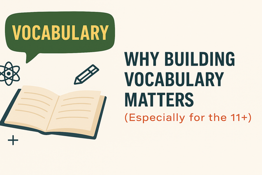 Graphic text reading “Vocabulary is Key” with stylised icons and green and gold branding