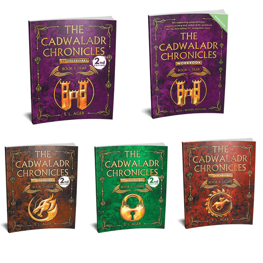 The Cadwaladr Chronicles Prequels: 11+ Vocabulary Novels and Trap Supporting Workbook 5-Book Bundle (year 4 or 5)