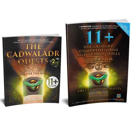 The Cadwaladr Quests: Race for the Gold 11+ Vocabulary Novel, 11+ Vocabulary, Comprehension, SPaG and Verbal Skills Standalone Workbook 2: 2-Book Bundle (year 5)