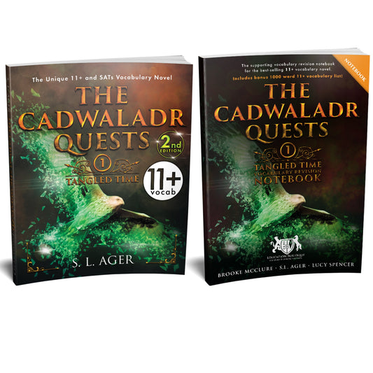 The Cadwaladr Quests: Tangled Time 11+ Vocabulary Novel and 11+ Vocabulary Revision Notebook Bundle (Year five)