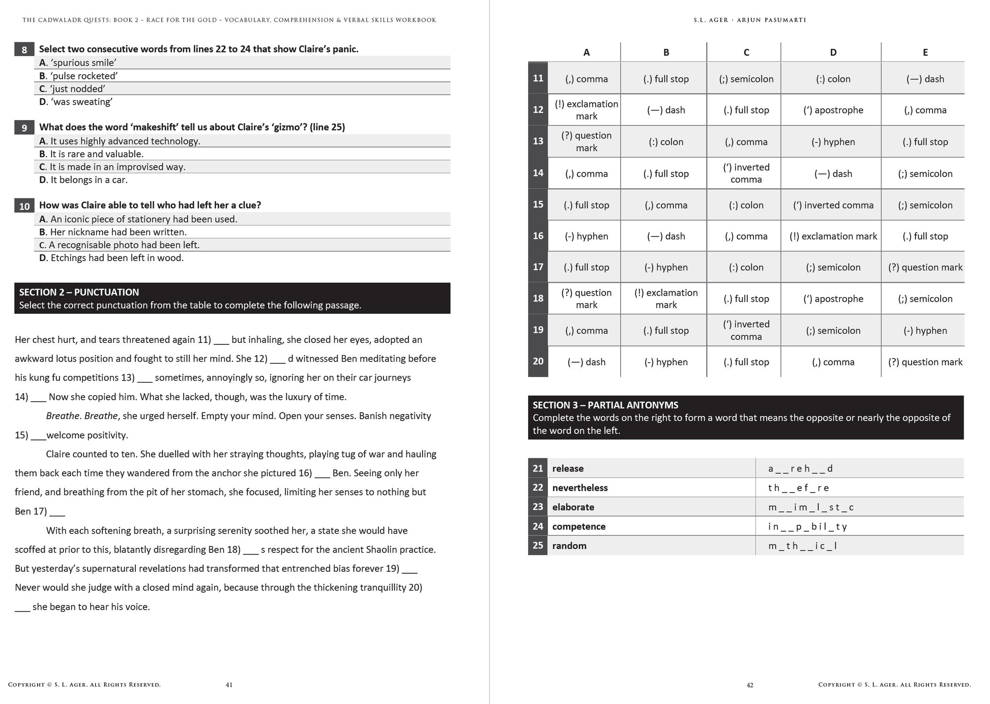 look inside 11+ Vocabulary, Comprehension, SPaG and Verbal Skills Standalone Workbook 2